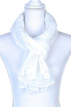 PLAIN COLORED FLORAL THREAD LONG SCARF