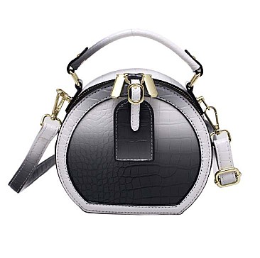 Crocodile Skin Round Shape Top Hanadle Satchel