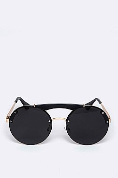 Pack of 12 Pieces Iconic Top-Bar Fashion Round Sunglasses