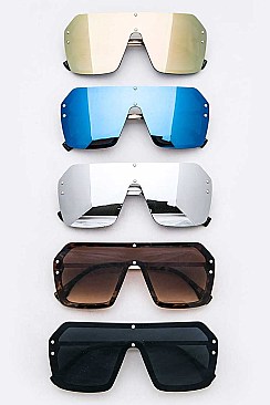 Pack of 12 Shield Inspired Oversize Sunglasses Set