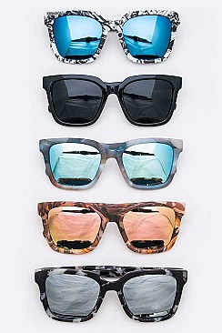 Pack of 12 Mix Print Frame Square Sunglasses Set