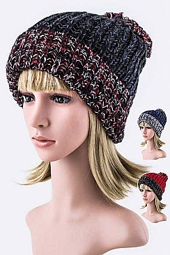 Pack of 3 pieces Trendy Mix Knit Pom Pom Beanie LA-M012