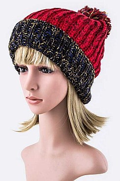 Pack of 3 pieces Trendy Mix Knit Pom Pom Beanie LA-M012