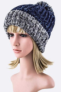 Pack of 3 pieces Trendy Mix Knit Pom Pom Beanie LA-M012
