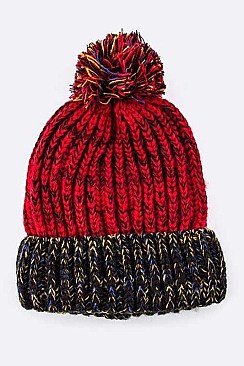 Pack of 3 pieces Trendy Mix Knit Pom Pom Beanie LA-M012