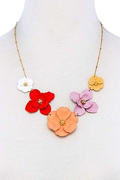 5-FLOWER LINK FASHION NECKLACE