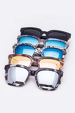 Pack of 12 Mix Print Frame Square Sunglasses Set
