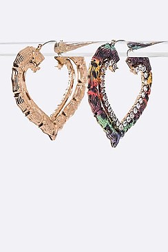 Crystal Animal Print Heart Shape Hoops