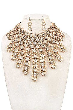 CRYSTAL LINK BIB NECKLACE SET