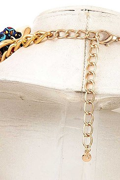 MULTI BALL CHAIN DESIGNED STATEMENT NECKLACE SET
