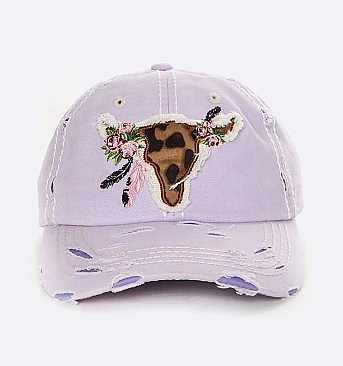 Animal Printed Steer Head Cotton Cap