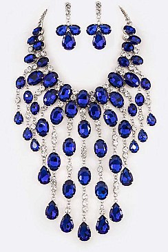 Lush Crystal Raindrops Statement Necklace Set LA-GNE3007