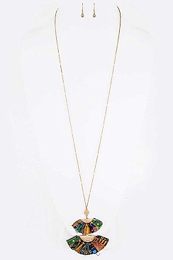 STYLISH PRINTED SKIRT PENDANT NECKLACE SET