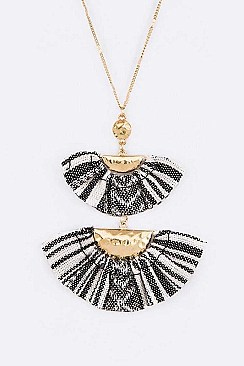 STYLISH PRINTED SKIRT PENDANT NECKLACE SET