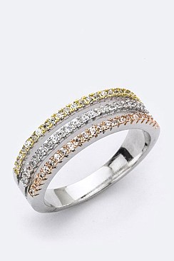 3 Tone Cubic Zirconia Layer Ring LACW1833