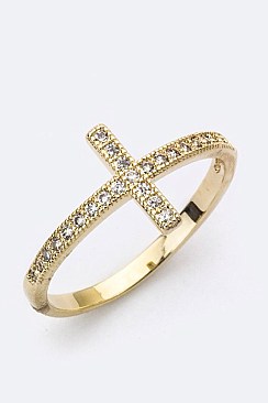 Cubic Zirconia Cross Ring LACW1781