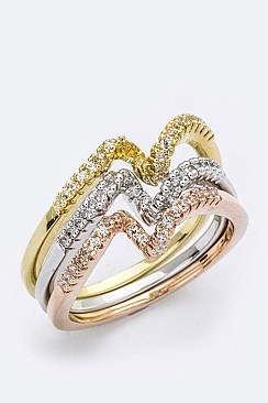 3 Tone Cubic Zirconia Twisting Rings LACW1827