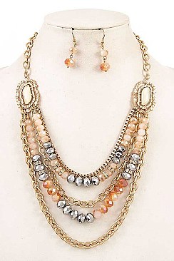 MULTI ROW BEADED CHAIN NECKLACE SET