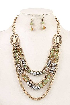 MULTI ROW BEADED CHAIN NECKLACE SET