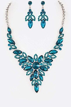 Flower Crystal Statement Necklace Set