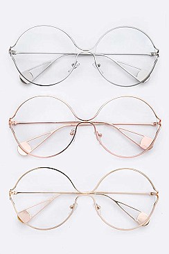Pack of 12 Oversize Clear Lens Optical Round Glasses