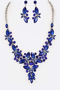 Floral Crystal Statement Necklace Set
