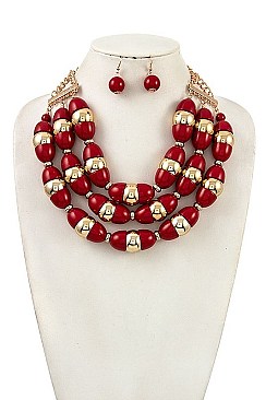 CHUNKY BEAD STATEMENT NECKLACE SET
