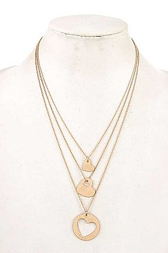 3 LAYERED HEART PENDANT NECKLACE
