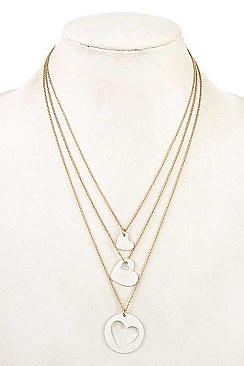3 LAYERED HEART PENDANT NECKLACE