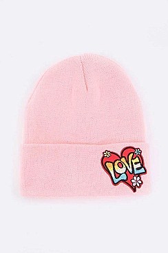 Winter LOVE Heart Patch Beanie