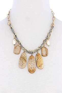 DANGLING OVAL CHARMS CHAIN NECKLACE