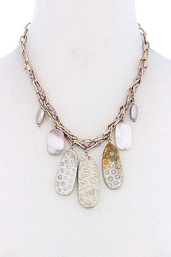 DANGLING OVAL CHARMS CHAIN NECKLACE
