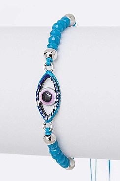 Pack of 12 Evil Eye & Mix Bead Drawstring Bracelets Set