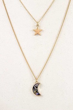 STAR & CRESCENT MOON PENDANT NECKLACE