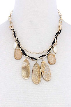 DANGLING OVAL CHARMS CHAIN NECKLACE