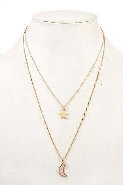 STAR & CRESCENT MOON PENDANT NECKLACE