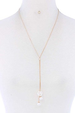 DANGLING CLUSTERED PEARLS Y-SHAPE LONG NECKLACE