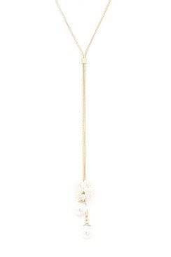 DANGLING CLUSTERED PEARLS Y-SHAPE LONG NECKLACE