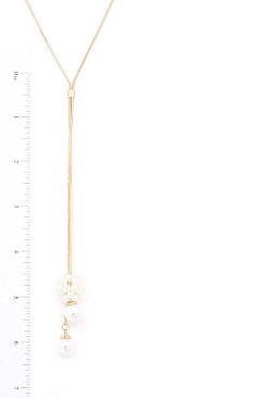 DANGLING CLUSTERED PEARLS Y-SHAPE LONG NECKLACE