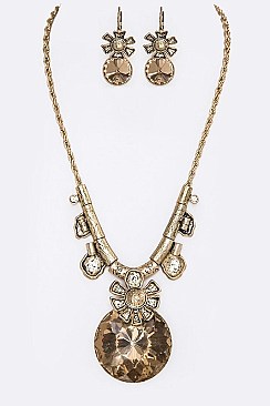 FLORAL CRYSTAL PENDANT NECKLACE SET