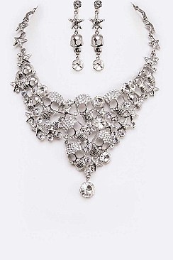 MODISH CRYSTAL SKULL NECKLACE SET