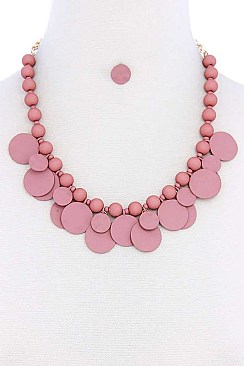 CLUSTERED SOFT DISCS BEADED NECKLACE SET