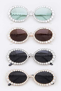 Pack of 12 Crystal Accent Round Sunglasses Set