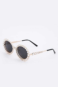 Pack of 12 Crystal Accent Round Sunglasses Set