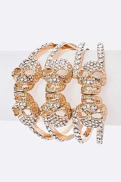 STYLISH CRYSTAL SKULL HINGE BANGLE