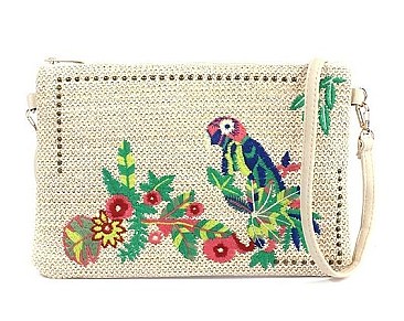 MACAW EMBROIDERED POUCH
