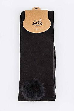 Chic Fur Pom Knee High Tights Socks LA-SO400031