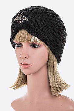 Soft Rib Embroidered BEE Patch Beanie