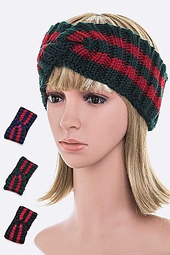 Pack of 12 Fashion Stripe Knit Winter Headband Set