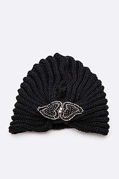 Soft Rib Beaded Flower Beanie
